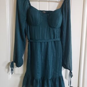 Lily Rose Teal Long Sleeve Dress